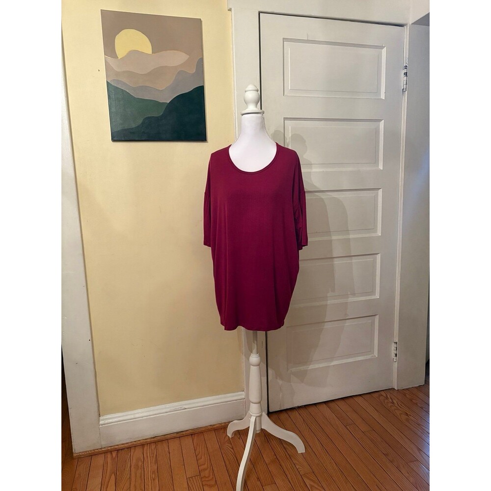 Women’s Agnes & Dora Hi low high low tunic top burgundy wine red 3/4 sleeve